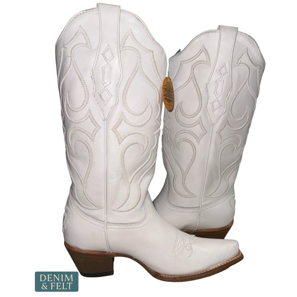 NEW Corral White Snip Toe Embroidered Cowhide Western Cowboy Cowgirl Boots 8M - Picture 9 of 16